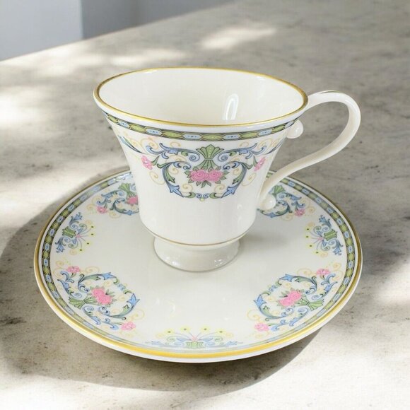 Vintage 1970s PICKARD China NAVARRE Pattern CUP And Saucer Set 2 Made in USA - Picture 1 of 15